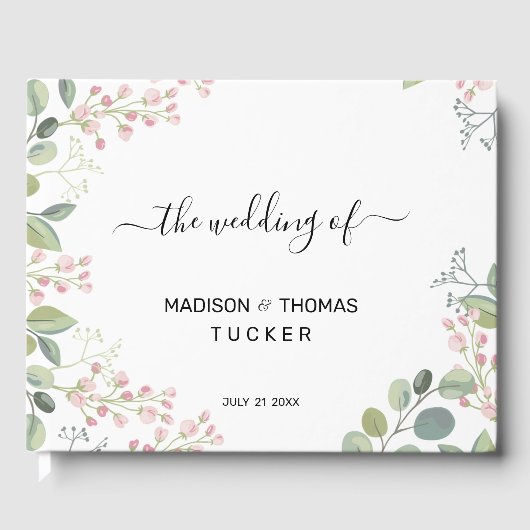 Livre D'or Fleurs Délicates Et Feuilles Eucalyptus (Recto)