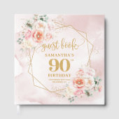 Livre D'or Fleurs d'or rose pastel classique 90e anniversaire (Recto)