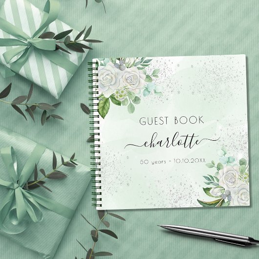 Livre d'or fleurs eucalyptus vert