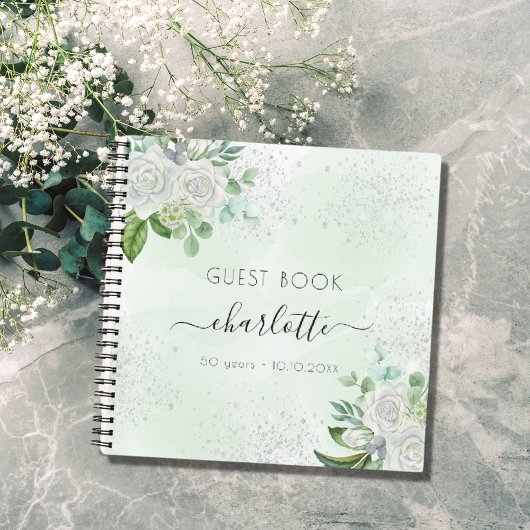 Livre d'or fleurs eucalyptus vert