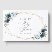 Livre D'or Fleurs marines, Fleurs bleues, Verdure, Baby showe (Recto)