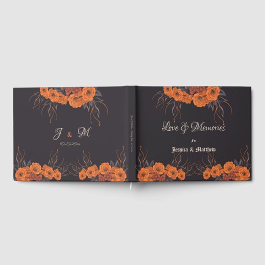 Livre D'or Fleurs orange Mariage élégant (Complet)