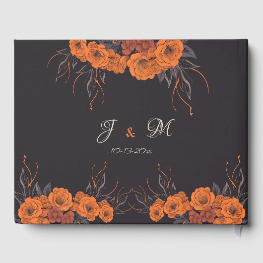 Livre D'or Fleurs orange Mariage élégant (Verso)