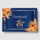 Livre D'or Fleurs orange sur bleu marine (Recto)