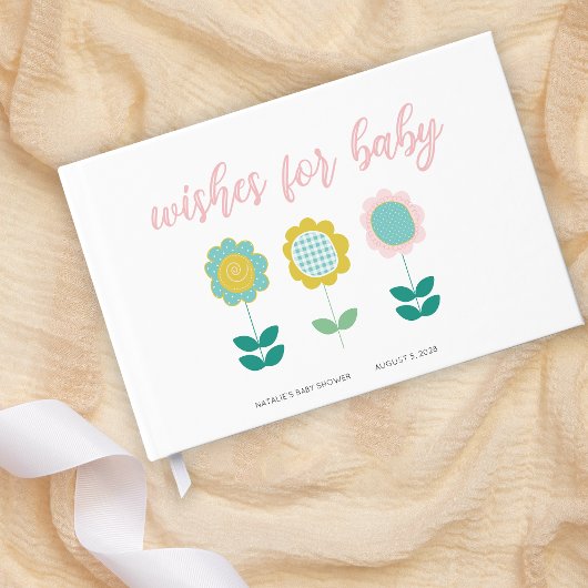 Livre D'or Fleurs printanières Baby shower papillon rose