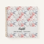 Livre d'or fleurs rose blanc nom (Devant)