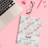 Livre d'or fleurs rose blanc nom
