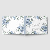 Livre D'or Fleurs Roses bleu foncé Mariage Boho simple (Complet)