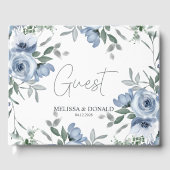 Livre D'or Fleurs Roses bleu foncé Mariage Boho simple (Recto)