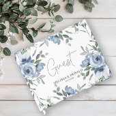 Livre D'or Fleurs Roses bleu foncé Mariage Boho simple
