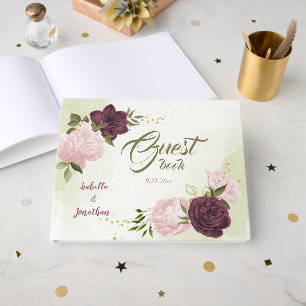 Livre D'or fleurs roses cabernet verdure