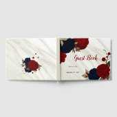 Livre D'or fleurs rouges et marines marbre botanique gris (Complet)