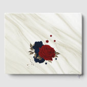 Livre D'or fleurs rouges et marines marbre botanique gris (Verso)