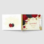 Livre D'or fleurs rouges et noires or mariage botanique (Complet)