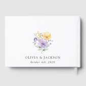 Livre D'or Fleurs violettes, Fleurs Jaunes, Verdure, Mariage (Verso)