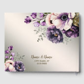 Livre D'or Fleurs Violettes Roses Fleuries Élégantes Dorées (Verso)