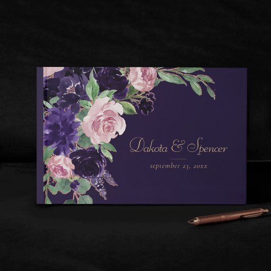 Livre D'or Floraison | Floral de violet foncé et rose