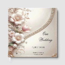 Floral and Pearl Embellishments Guest Book