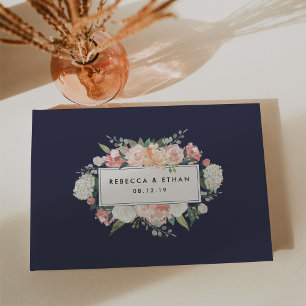 Livre D'or Floral antique Blush & Navy Mariage