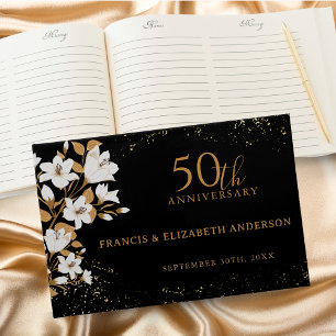 Livre D'or Floral Black Gold 50e anniversaire Mariage