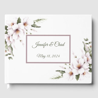 Livre d'or floral blanc