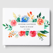 Livre D'or Floral blanc rouge mariage (Recto)