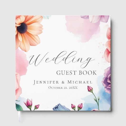 Livre D'or Floral Chic Simple Minimalist Modern Plain Wedding (Recto)