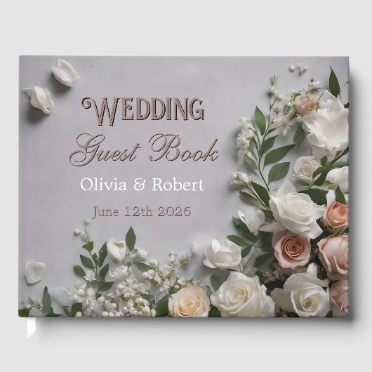 Livre D'or Floral Customizable Wedding Guest Guest Book (Recto)