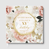 Livre d'or floral d'anniversaire radiant rose (Recto)
