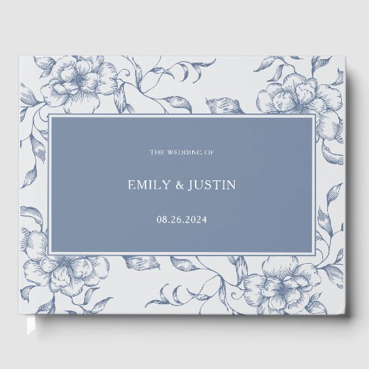 Livre D'or Floral Dusty Blue Mariage élégant (Recto)