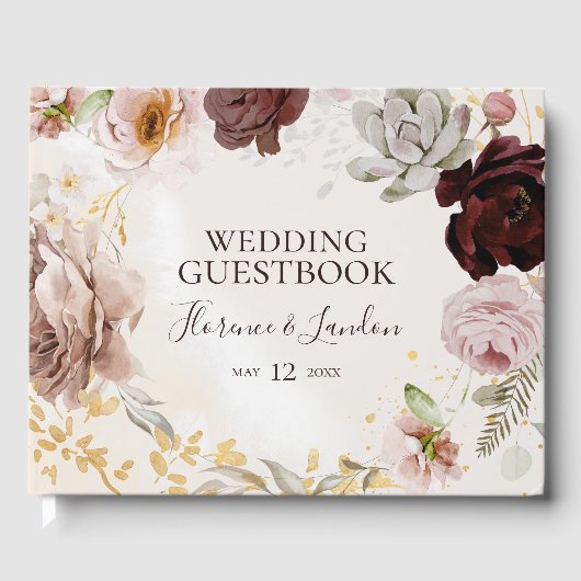 Livre D'or Floral flush moderne | Mariage aquarelle (Recto)