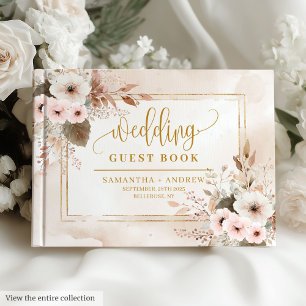 Livre d'or floral Mariage rose pâle intemporel