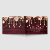 Livre D'or Floral Maroon en bois Mariage rustique (Complet)