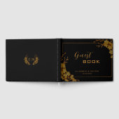 Livre d'or floral noir et or élégant (Complet)