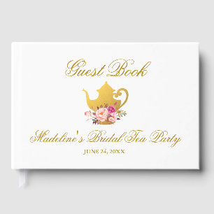 Livre D'or Floral Pink Gold Fête des mariées Tea Party