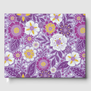 Livre D'or Floral pourpre, jaune et magenta