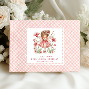 Livre d'or floral rose pour l'anniversaire d'une é