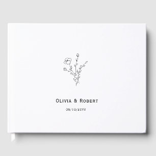 Livre D'or Floral rustique Simple Mariage noir et blanc
