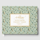Livre D'or Floral sauge vert or eucalyptus feuille mariage (Recto)