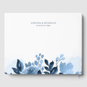 Livre D'or Floral Script Aquarelle Mariage bleu marine (Verso)