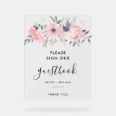 Livre d'or Floral Script rose Aquarelle Mariage (Recto)