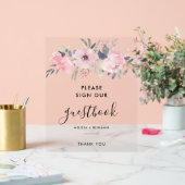 Livre d'or Floral Script rose Aquarelle Mariage (Mariage)