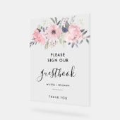 Livre d'or Floral Script rose Aquarelle Mariage (Angle)