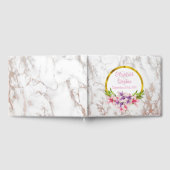 Livre D'or Florales d'aquarelle, Mariage de texture Marbre bl (Complet)