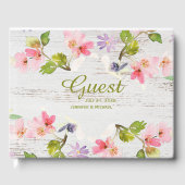 Livre D'or Flores roses rustiques sur bois blanc (Recto)