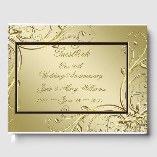 Livre D'or Florish Gold Black 50e anniversaire Mariage (Recto)