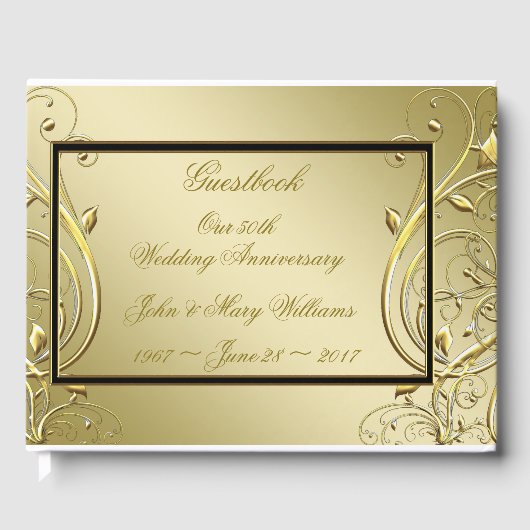 Livre D'or Florish Gold Black 50e anniversaire Mariage (Recto)