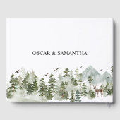 Livre D'or Forêt d'aquarelle | Arbres Et Cerfs (Verso)