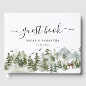 Livre D'or Forêt d'aquarelle | Arbres Et Cerfs (Recto)