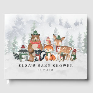 Livre D'or Forêt d'hiver Misty Baby shower d'animaux de bois